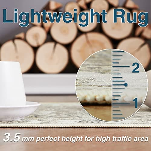 JINCHAN Runner Rug 3x10 Hallway Vintage Rugs Kitchen Washable Runner Floral Print Floor Cover Indoor Thin Rug Retro Mat Accent Rug Bathroom Laundry Room Bedroom Office Farmhouse Taupe — view 5