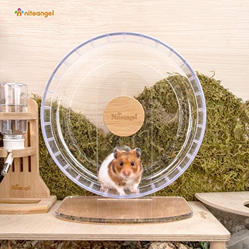 Niteangel Super-Silent Hamster Exercise Wheels - Quiet Spinner Hamster Running Wheels with Adjustable Stand for Dwarf Syrian Hamsters Gerbils Mice Or Other Small Animals (Transparent, Medium) — view 3