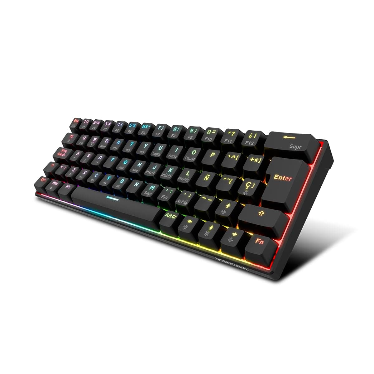 KROM Kalista - Teclado Gaming de Membrana RGB Rainbow, Formato 62%, Modo Gaming, N-19 Anti-ghosting, Windows | Mac, Layout español, Negro — view 20