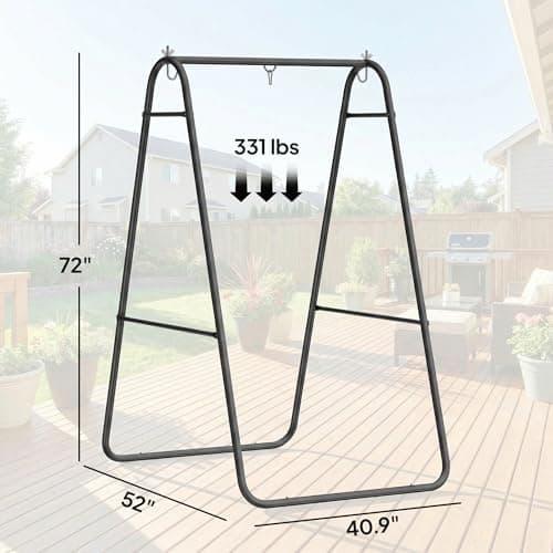 Outsunny Hanging Hammock Stand, Hammock Chair Stand A Frame Steel Heavy Duty for Hanging Hammock, Air Porch Swing for Indoor Outdoor, Max Load 330 LBS, Black (Only Construction) — view 6