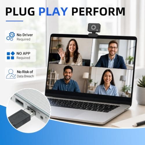 Xweiryn Webcam for PC, 1080P Full HD USB Webcam with Privacy Cover & Built-in Microphone, Plug and Play Computer Web Camera for Video Conference Online Class Live Streaming Video Calling (1080P) — view 3