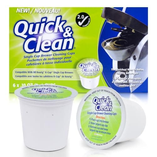 Quick & Clean [6-Pack] Keurig Cleaning Pods - K Cup Cleaner Pod For Keurig - 2.0 Coffee Machine Compatible, Removes Stains, Non-Toxic and Eco-Friendly