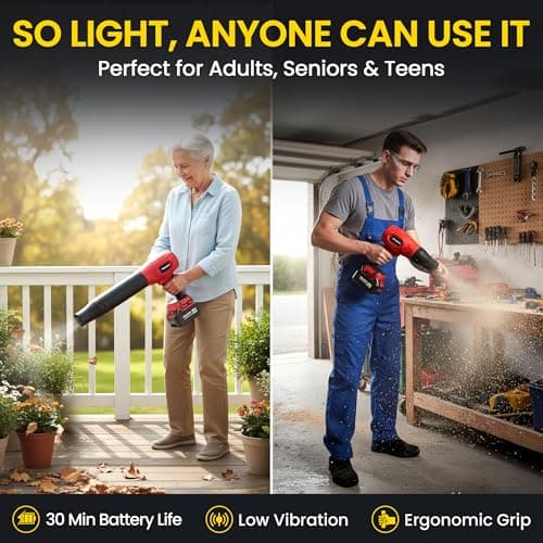 Bullseye Blower – Cordless Leaf Blower, Handheld Turbo Jet with 2 Batteries, 20V 350W Electric Air Power for Patio, Garage Cleaning and Car Drying – As Seen on TV — view 3