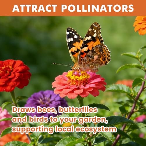 Fruivity Zinnia Seeds for 2026 Planting, 5000+ Flowers Seeds, 7 Vibrant Colors Mix & Large Bloom, Heirloom Wildflower Seeds for Pollinator Garden Outdoor Borders, Easy to Grow Annual Flowers — view 4