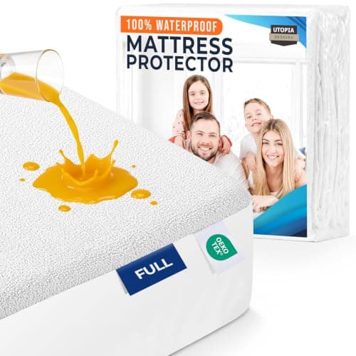 Utopia Bedding Waterproof Mattress Protector Full/Double Size, Premium Terry Mattress Cover 200 GSM, Breathable, Fitted Style with Stretchable Pockets (White)
