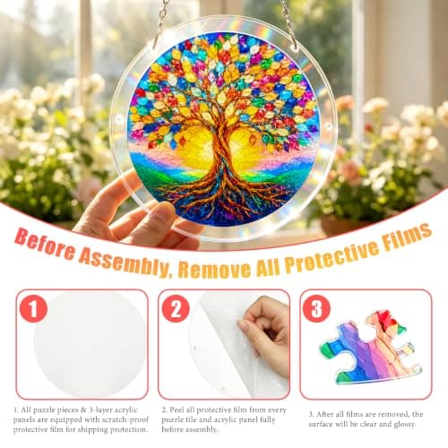 MIANID Acrylic Jigsaw Puzzle Suncatcher, Tree of Life Sun Catcher Puzzle — view 4