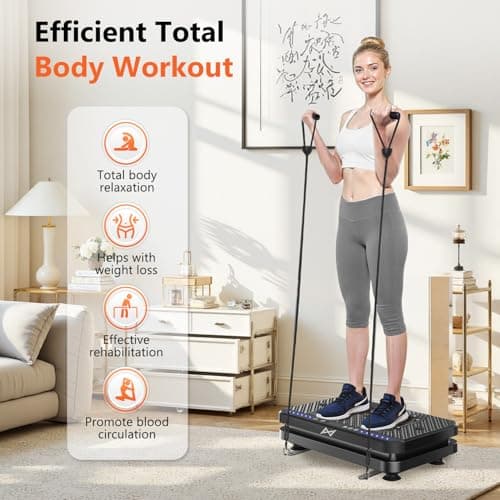 AXV Vibration Plate Fitness Platform Exercise Machine Vibrating Lymphatic Drainage Shaking Full Body Shaker Workout Vibrate Stand Shake Board Sport Gym for Weight Loss Fat Burner for Women Men — view 4