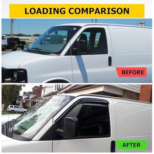 Deebior 92455 Side Window Visor Wind Vent Deflector, 2pcs Out-Channel Nice Rain Guards Set fit for 96-20 Chevrolet Express/GMC Savana 1500/2500/3500 Van 03-09 Kodiak/Topkick C4500/C5500