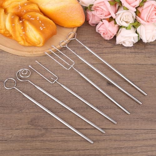 6pcs Chocolate Dipping Tools Set, Stainless Steel Candy Fondue Forks Sticks with Slotted Spoons Cake Decorating Tools Accessories Kit for Truffles Dessert Candy Making Cooking Baking Supplies — view 2