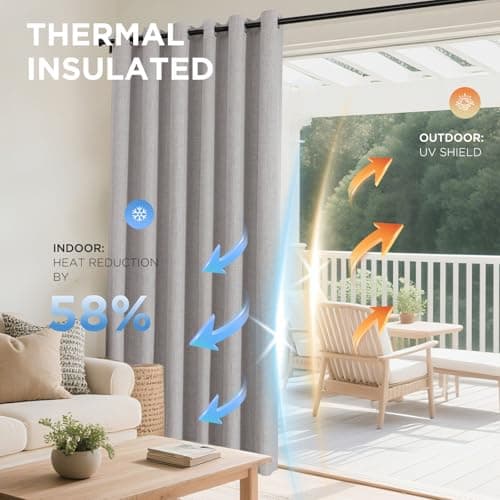 Joydeco 100% Blackout Curtains 2 Panels for Living Room - Linen Black Out Curtains 84 Inch Long Room Darkening Opaque Curtains for Bedroom, Thermal Insulated Drapes Privacy Protection 2 Panels Set — view 3