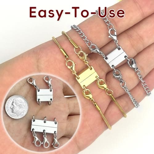 OHINGLT Multi Necklace Layering Clasp, Gold Necklace Separator for Layering, Strong Magnetic Clasps Jewelry Connectors for Layered Look — view 5