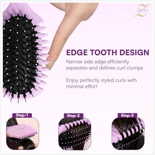 ZAINY Curly Hair Brush Defining 2PC Set with Styling Comb, Curling Brush for Wavy Hair, Hairbrush for Curly Hair Detangler, Volume Curl Brush, Curl Defining Products for Women, Kids, Toddlers & Men — view 5