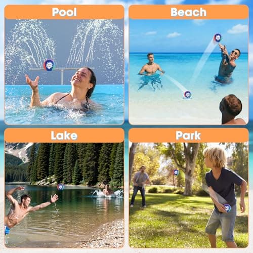 Korlon 4 Pack Skipping Water Balls, Water Bouncing Ball with Mesh Bag, Colorful Pool Toys for Kids Ages 4-8 8-12 Summer Swimming Lake Beach Fun — view 2