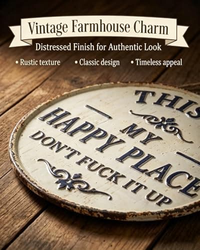 12in Happy Place – Vintage Statement Metal Sign,“This is My Happy Place Don’t Fuck It Up”, Funny Garden or Home Decor for Fence, Kitchen or Bedroom – Funny Home Decorative(12in-1pc#) — view 5