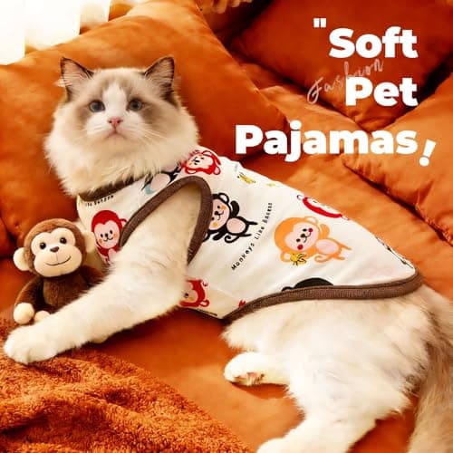 PETCARE Cartoon Dog Shirts for Small Dogs Cute Dog Clothes Brown Monkey Tshirt Soft Cotton Puppy Pajamas Breathable Sleeveless Pet Tank Top Spring Summer Dogs Clothes for Chihuahua Yorkie Shih Tzu — view 3