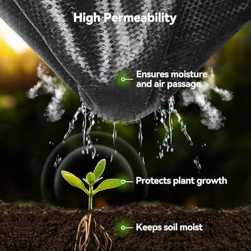 iropro 6ftx100ft Weed Barrier Landscape Fabric Heavy Duty, Woven Weed Control Cloth, Woven Geotextile Fabric for Underlayment, Gardening Ground, Commercial Driveway Weed Block Cover Mat — view 4