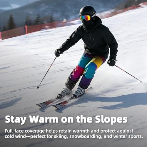 YESLIFE Black Ski Mask, Balaclava Face Mask for Men and Women - Skiing, Snowboarding, Motorcycle, UV Protection & Wind Protection — view 4