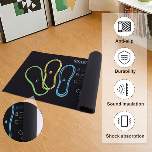 Squat Target Pad with Foot Position, 80x35cm/31.5x13.78in Non-Slip Squat Mat Home Gym & Fitness Accessories for Squats Leg Workouts Abdominal Training (Style 2) — view 3