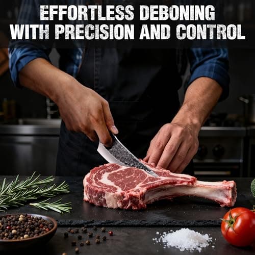 Mossy Oak Chef Knife, Kitchen Knife for Boning, Cutting, and Chopping, Hand Forged Viking Knife Full Tang Handle with Genuine Leather Sheath, Meat Cleaver Knife for Outdoor Cooking, Camping and BBQ — view 2