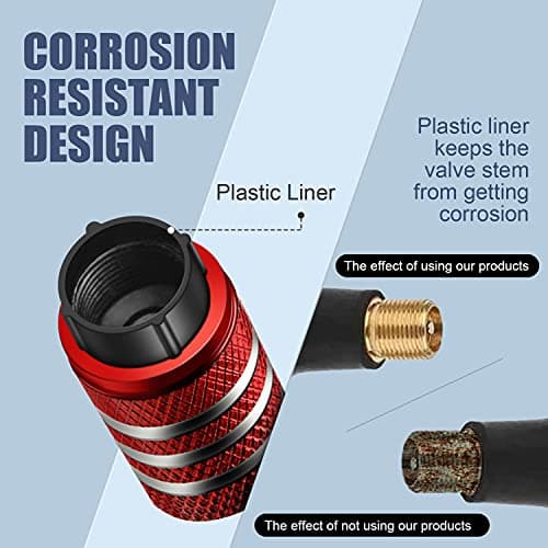 Tire Valve Stem Cap Cover - 5 Pack Corrosion Protection Leak-Proof Tire Air Caps Universal for Car Truck Motorcycle and Bike Red