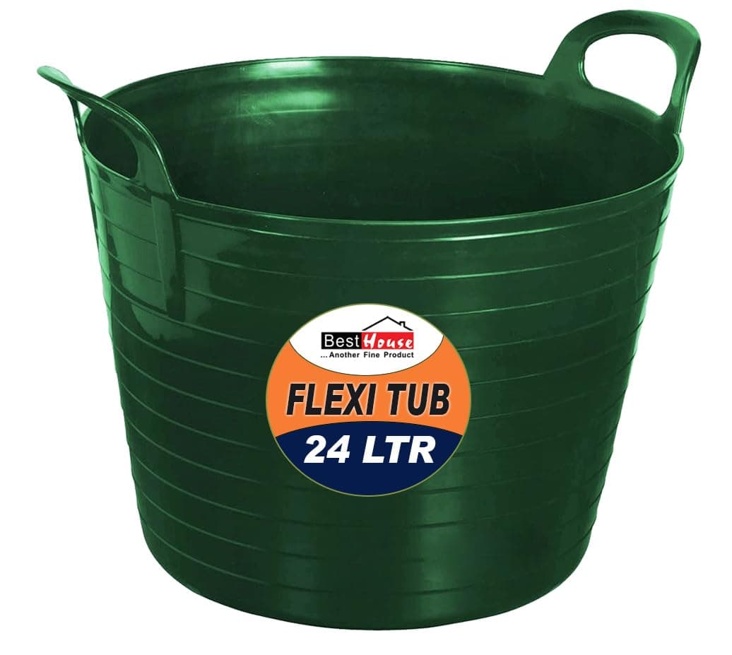Best House | 3 Pcs of Flexi Tub with Handles | Small Size | Mini | 7 Litres | Yellow | Garden Tubs | Plastic Storage Container for Home, Washing, Garden Waste and DIY Projects — view 17