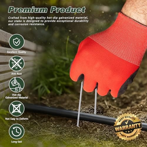 FEED GARDEN 6 Inch 50 Pack Hot-dip Galvanized Landscape Staples Plant Cover Spikes 11 Gauge Tent Stakes Garden Stakes Landscaping Fabric SOD Pins Yard Pins for Decoration Weed Barrier Fabric — view 3