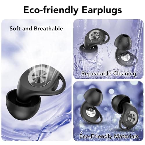 Ear Plugs for Sleeping Noise Cancelling 45dB, Reusable Silicone Earplugs with 8 Eartips and Travel Case, Soft Comfort Hearing Protection for Concerts, Snoring, Travel, Study (Black) — view 5