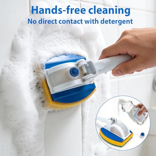 KGC Handheld Pool Scrub Brush with a Replacement Sponge, Pool Must Have Scouring Sponge Pad - Non-Scratch Cleaner for Pool Tile Grout, Vinyl Liners, Spas, Hot Tubs, Kitchen & Bathroom Tub Shower — view 4