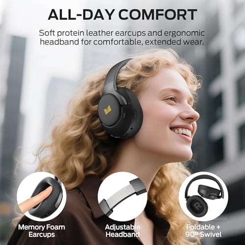 Monster Persona 5th ANC-Wireless Bluetooth Over-Ear Headphones with Microphone, 70H Playtime, Bluetooth 6.0, Comfortable and Foldable Design (Black) — view 3