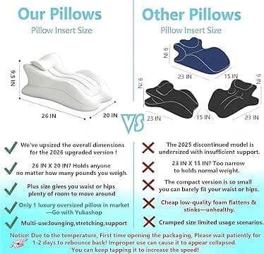 Large Body Pillow, Couples Pillow,27°Angle Perfect Position Ergonomic Contoured Support, Multi-Functional Memory Foam Wedge Back Support, Prone Pillows for Sleeping,Reading,Massage — view 2