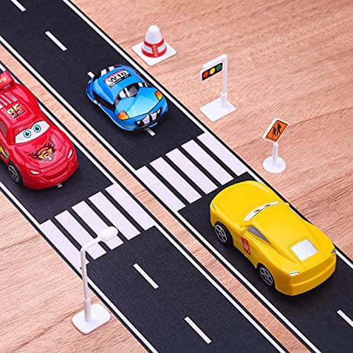 RECER Black Road Track Tape,Road Tape Track,Race Cars Decorations for Birthday Party, 33' x 2.4" Each Roll (2 Rolls, 2.4" x 33') — view 2
