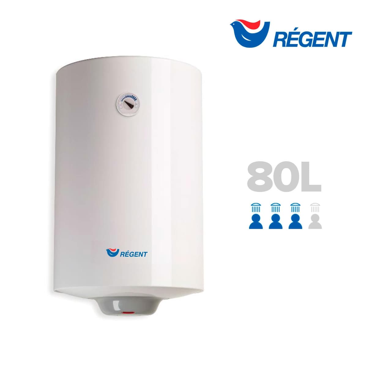 Regent - Termo Eléctrico 80 Litros, Calentador de Agua Eléctrico Vertical Seguro Duradero con Luz Piloto, 48x45x77.8 cm - Calentadores Fabricados para Instalación en España - Eficiencia C Rango (A+/F) — view 2