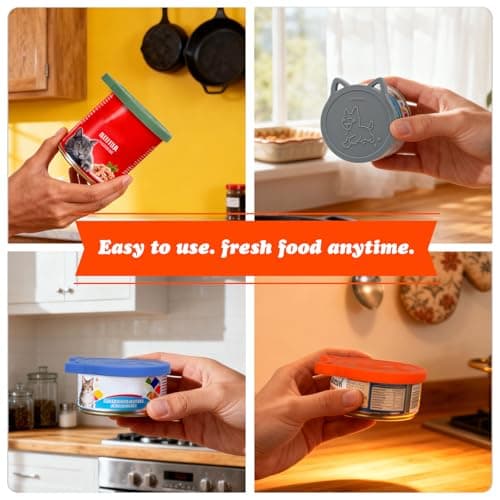 VAYRMEU 4 Pack Pet Food Can Cover Silicone Food Can Lids,Universal BPA Free, One Fit Most 3 oz,5.5 oz,12 oz Standard Size Food Cans