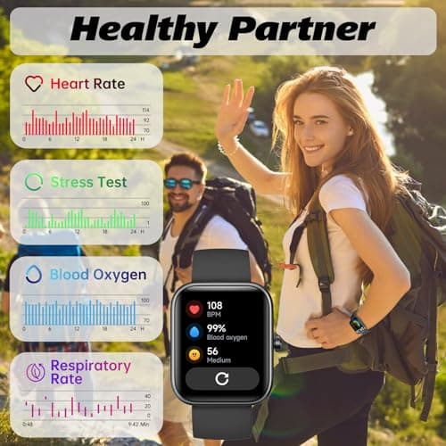 Smart Watch for Men Women with Bluetooth Call, Alexa Built-in, Heart Rate & Sleep Monitor, 1.83" DIY Dial Fitness Watch with 100+ Sport Modes, IP68 Waterproof, Compatible with Android iOS — view 4