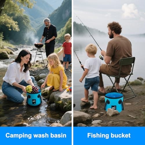 Car Wash Bucket 3.2 Gallon, Collapsible Bucket for Cleaning Supplies Car Wash Fishing, Plumbing Water Container Outdoor Camping Kids Sand Play Toy Organizer, Portable Laundry Wash Basin RV Essentials — view 4