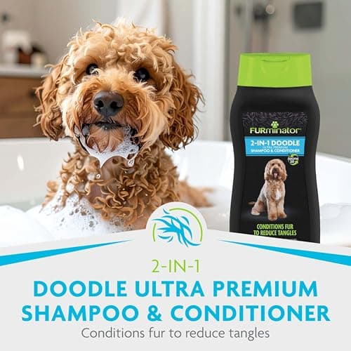 FURminator 2-in-1 Doodle Ultra Premium Shampoo & Conditioner, 16 Ounces, Conditions Fur to Reduce Tangles for Curly, Long, Silky & Wiry Coats — view 2