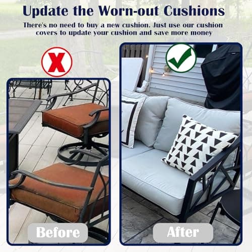FLYMEI Patio Cushion Covers 19x19x3 Waterproof Outdoor Cushion Cover Replacement 4Packs Outdoor Seat Cushion Slipcover for Rattan Chair Sofa, Grey — view 5