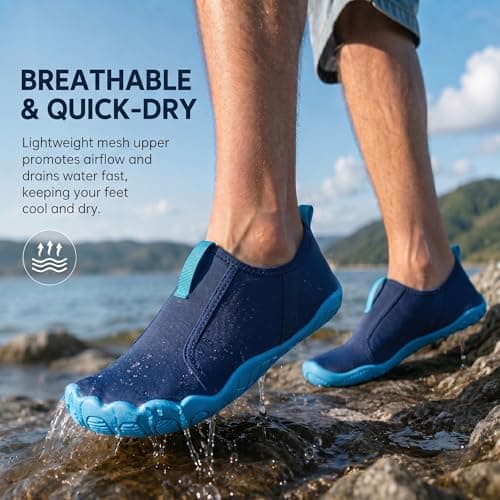 WHITIN Water Shoes Men Women Aqua Slip-on Kayaking, Dark Blue, W13/M11