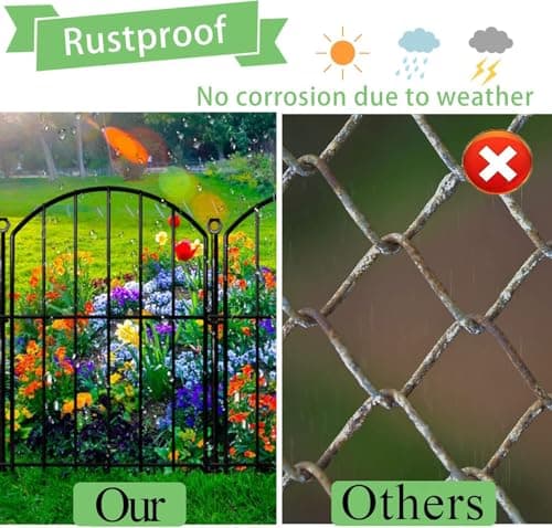 Decorative Garden Fence 17in x10ft, 10 Pack Rustproof Metal No Dig Fence Animal Barrier for Dog, Arched Flower Bed Edging Ornamental Wire Border Panel Fencing for Yard Patio Outdoor Decor — view 5