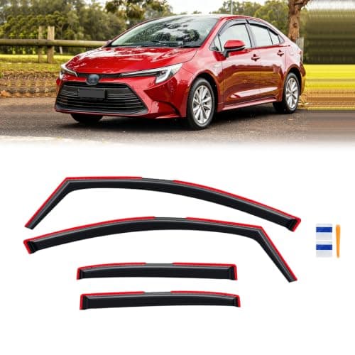 in-Channel Rain Guards for 2020-2026 Toyota Corolla Sedan, Window Visor Shields Vent Deflector Shade Wind Dark Smoke 2021 2022 2023 2024 20 21 22 23 24 25, Tape-On Outside-Mount, 4PCS — view 7