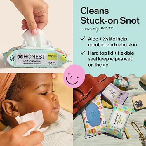 The Honest Company Plant-Based Snot Removing Wipes, Soothing Nose Face with Aloe, Hypoallergenic, Sensitive Skin, EWG Verified, Fragrance-Free, 30 Count — view 3