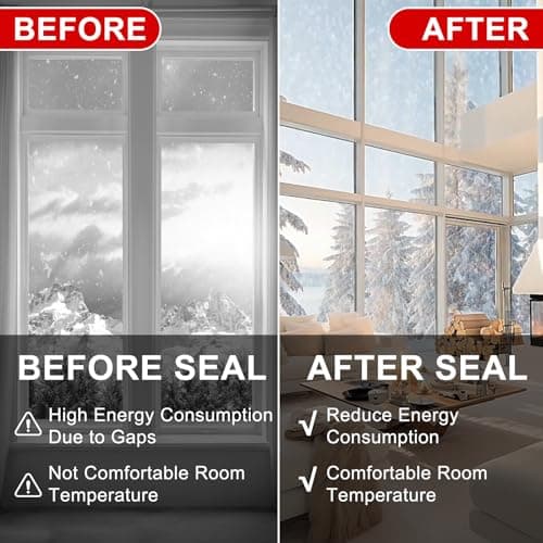 PackYard Transparent Window Seal Weather Sealing Tape 2 Inch x 35 Yards Weather Stripping Residue Free Clear Window Insulation Tape for Shower Glass Gaps and Doors Windproof Tape — view 5