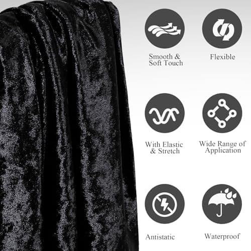 YPDY 1 Yard 63" Wide Black Stretch Crushed Velvet Fabric — view 3