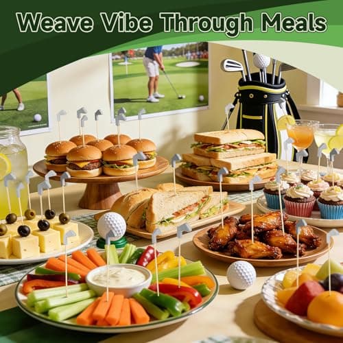 Golf Cocktail Picks, 4.7 IN Fancy Toothpicks for Appetizers, Wooden Fruit Skewers Bamboo Food Sticks for Sandwich, Masters Golf Themed Party Decorations Supplies Drinks Decor Charcuterie Accessories — view 4