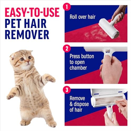 ChomChom Roller Pet Hair Remover – Original Size Reusable Lint Roller for Cat & Dog Hair on Furniture, Couch, Carpet, Car, Rugs & Bedding – Portable, Eco-Friendly (White) — view 2