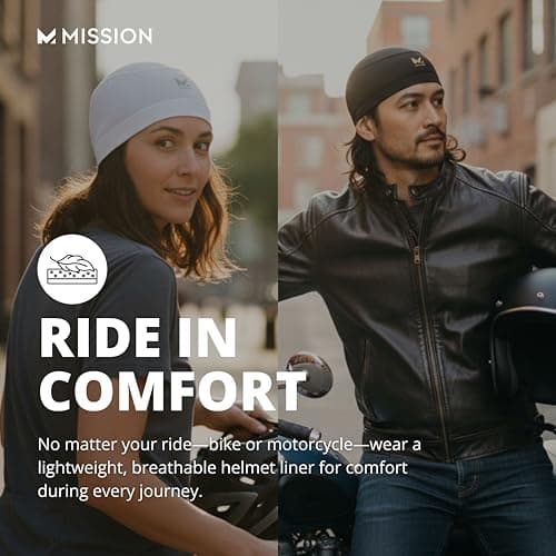 MISSION Cooling Helmet Liner- Cools Instantly When Wet, UPF 50, Wear Under Helmets, Hardhats & More- Black — view 4