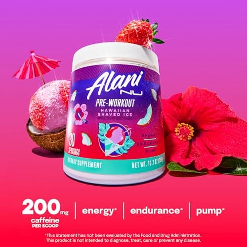 Alani Nu Pre-Workout Supplement Powder for Energy, Endurance, and Pump, Hawaiian Shaved Ice, 30 Servings (Packaging May Vary) — view 5