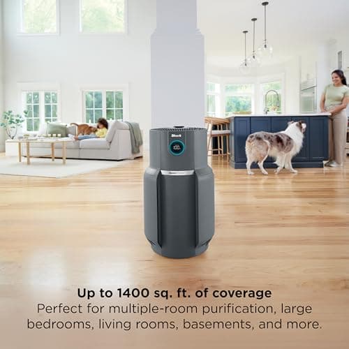 Shark Air Purifier for Home, NeverChange Max, 1,300 sq. ft. for Large Room, Kitchen, Home Office, HEPA-Exceeding Filter, Captures Pollutants, Pet Dander, Dust, Odor, Smoke, and More, HP301, Grey — view 4