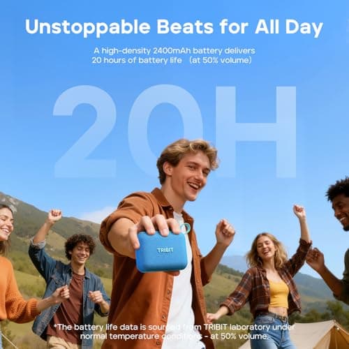Tribit PocketGo Bluetooth Shower Speaker, IP68 Waterproof/Dustproof, Portable Speaker with 20H Playtime, Wireless, BT6.0, Supports TF Card, Electronics for Travel/Outdoors/Home (Blue) — view 2