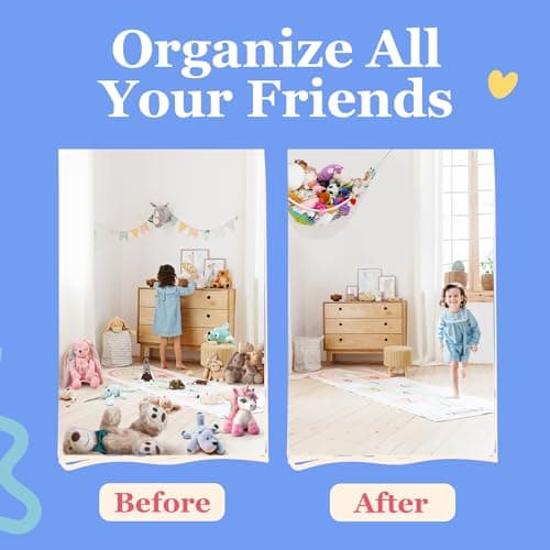 Stuffed Animal Hammock 2 Pack | Corner Stuffed Animal Storage & Plushie Net | Toy Hammock for Stuffed Animals | Holds 12lbs | Easy Hang, All Hardware Included | White Bedroom Decor | by Lilly's Love — view 3